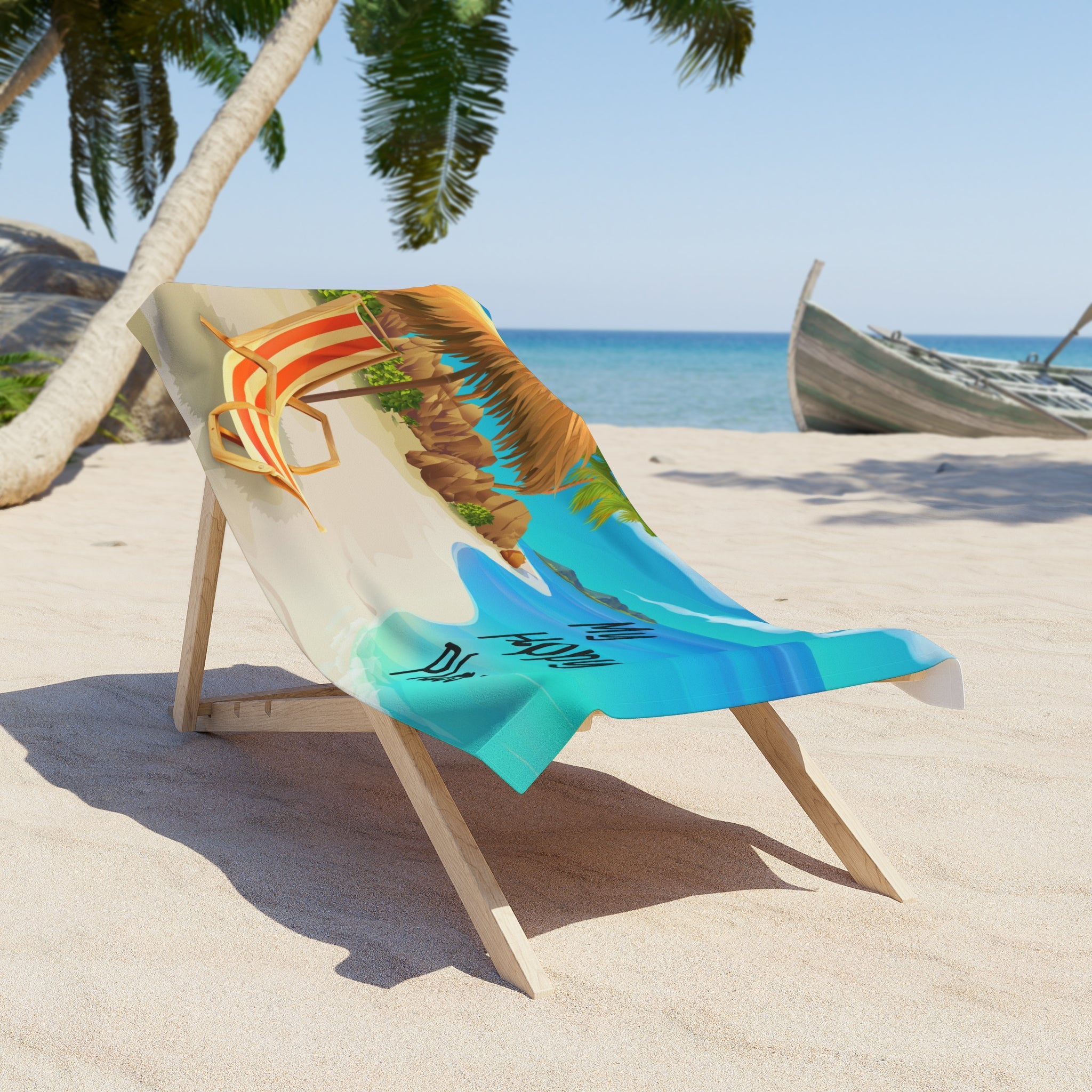 Beach Towel — "Beach, please" Tropical Lounge Towel